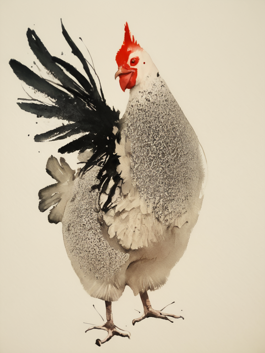 score_9, score_8_up, score_7_up, score_6_up, score_5_up, score_4_up,   <lora:p3np0v4cXLP:1>  p3np0v4c, watercolor, chicken