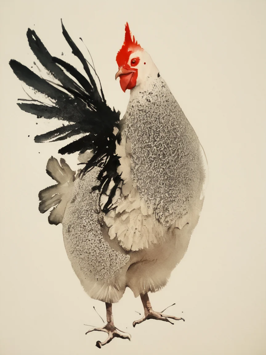 score_9, score_8_up, score_7_up, score_6_up, score_5_up, score_4_up, <lora:p3np0v4cXLP:1> p3np0v4c, watercolor, chicken