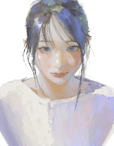 beautiful 1girl,looking at viewer,  mixed media, sketch, white background, 
masterpiece, painterly, traditional media, realistic,   <lora:why:1>