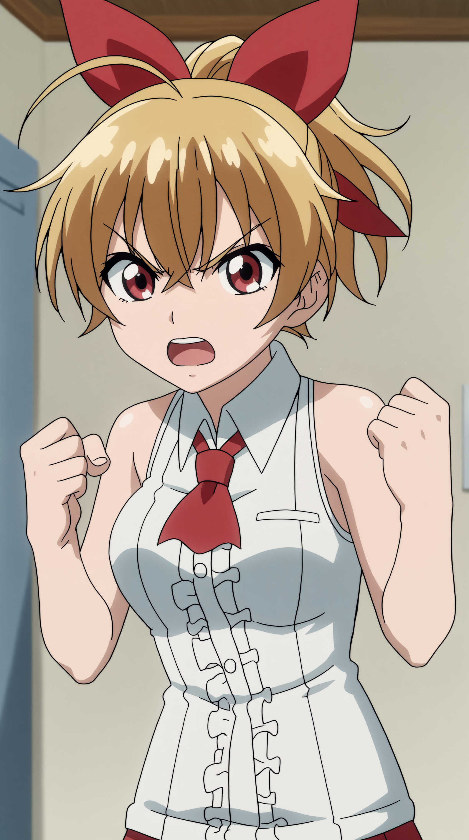 score_9, score_8_up, score_7_up,anime_source, source_anime, best background, detailed background, anime screencap, 4k, upscale,  Nonoka Nonoura, Main Outfit, open mouth, standing, cowboy shot, solo focus, blurry, v-shaped eyebrows, bare arms, 1other, clenched hands  <lora:JN_Nonoka_Nonoura_Pony:0.8>