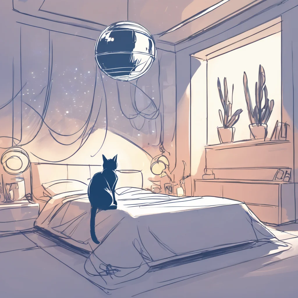 sketch, a cat sitting on a bed, futuristic bedroom, disco ball hanging from ceiling
<lora:sketch_style:1>