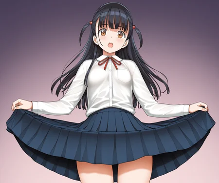 masterpiece, best quality, amazing quality, sfw, 1girl, solo, looking at viewer, shirt, pleated skirt, open mouth, <lora:A-10 style ILL-v2:1> a10style
