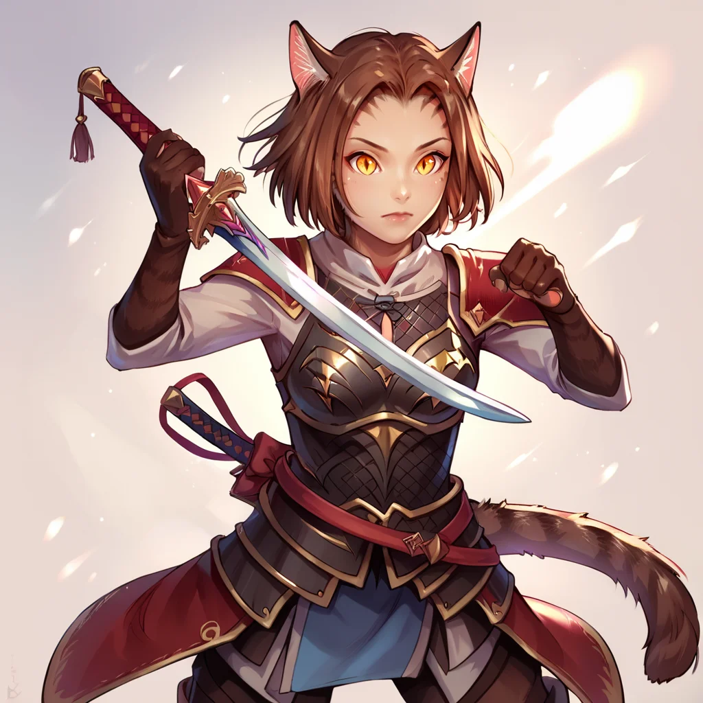 score_9, score_8_up, score_7_up, source_anime <lora:Mrissi:1> mrissi, catgirl, fur, cat ears,  short hair, brown hair, yellow eyes, closed mouth, dark armor, fighting stance
