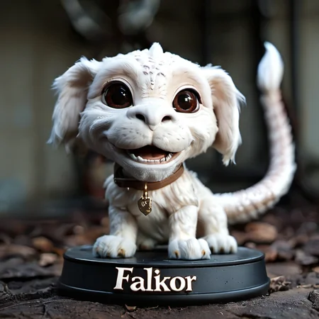 <lora:Cute_Collectible:1>,35mm photograph,film,bokeh,professional,4k,highly detailed,"Falkor" written,<lora:Falkor__Fuchur_Neverending_Story_SDXL:0.6>, Falkor,