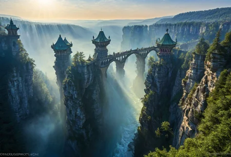 towers ringed in mist, sunrays, mixed media, surrealism, fantasy, great lighting, A surreal landscape highly detailed, extremely high-resolution details, appears trapped in an optical illusion of reflections and refractions colorful, Zhangjiajie mountains, Vienna in contemporary Austria, baroque architecture, stone bridges, winding rivers extending to the horizon, professional photography, natural lighting, volumetric lighting maximalist. vivid, vibrant colors, intricately detailed, complex, elegant, expansive, fantastical, film photography style, medium grain, cmnt
(8k uhd:1,4)