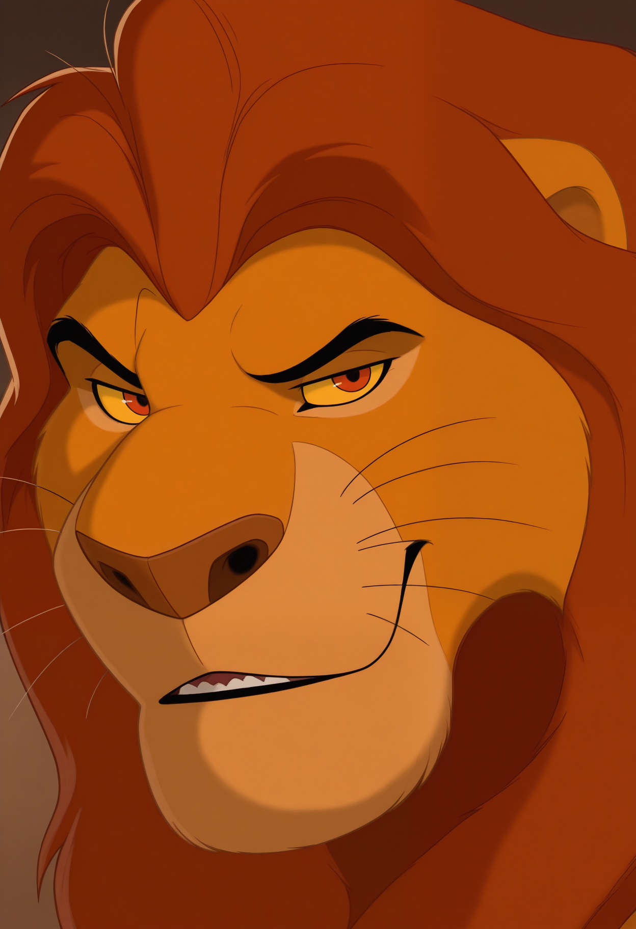 masterpiece,best quality,amazing quality, 1boy, solo, muf4s4, anthro lion, orange fur, colored sclera, red eyes, red mane, whiskers, bara, close up, seductive, manly,