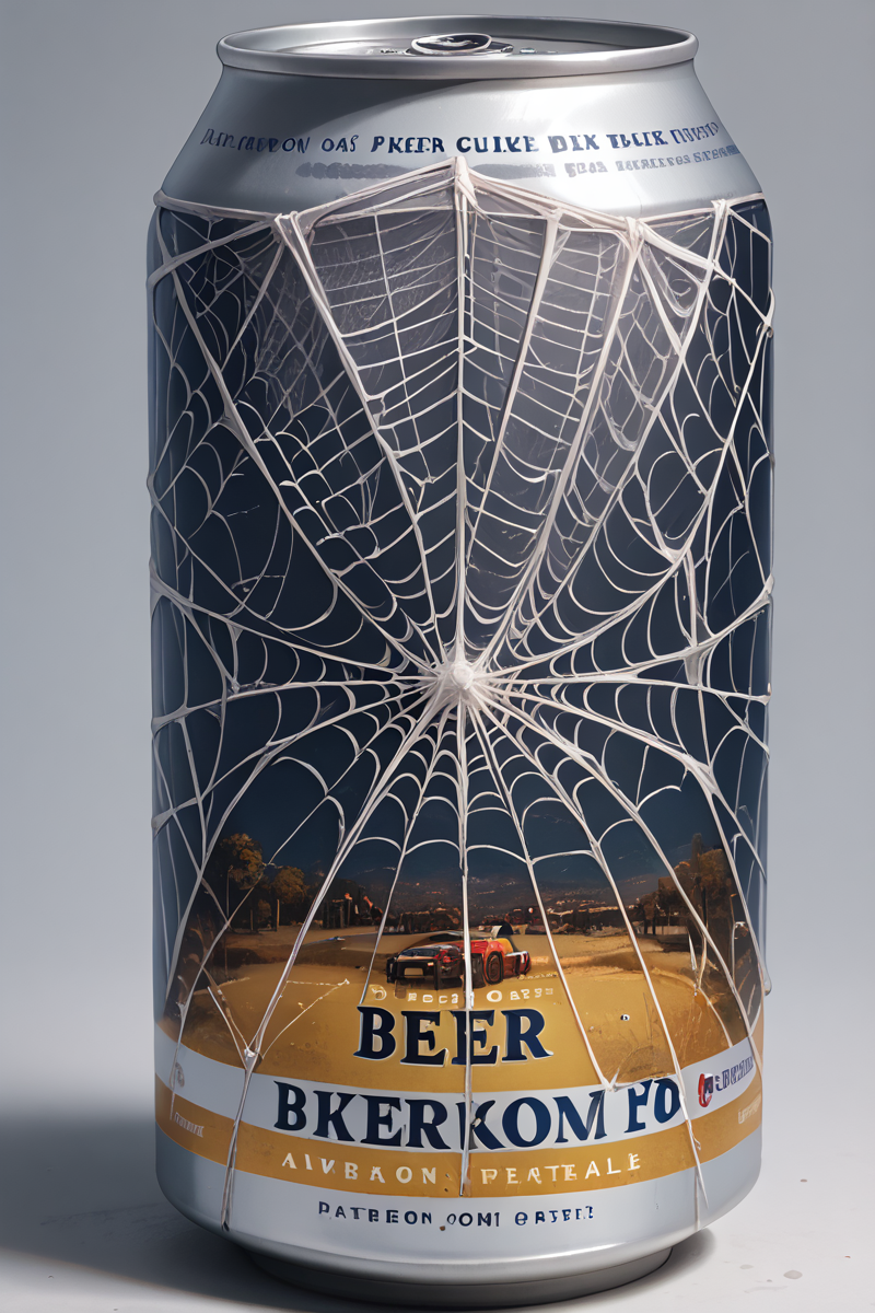 score_9, score_8_up, score_7_up,
product photo, beercan,
 <lora:Beer_Label_Maker__PDXL:0.8> beerlabel with a woman, <lora:Spiderwebs v3.1:0.6>  cocoon, covered in cobwebs, spiderwebs , silk, text "Silky Smooth"
 masterpiece, best quality,