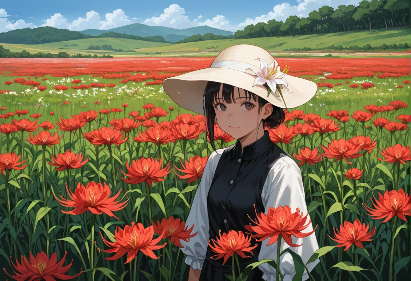 ,ruanyi0797,spider lily,flower field,(no humans:1.2),overgrown,<lora:0797 spider lily_v1_pony:1>, score_9,score_8_up,score_7_up,,8k,1girl,solo,,