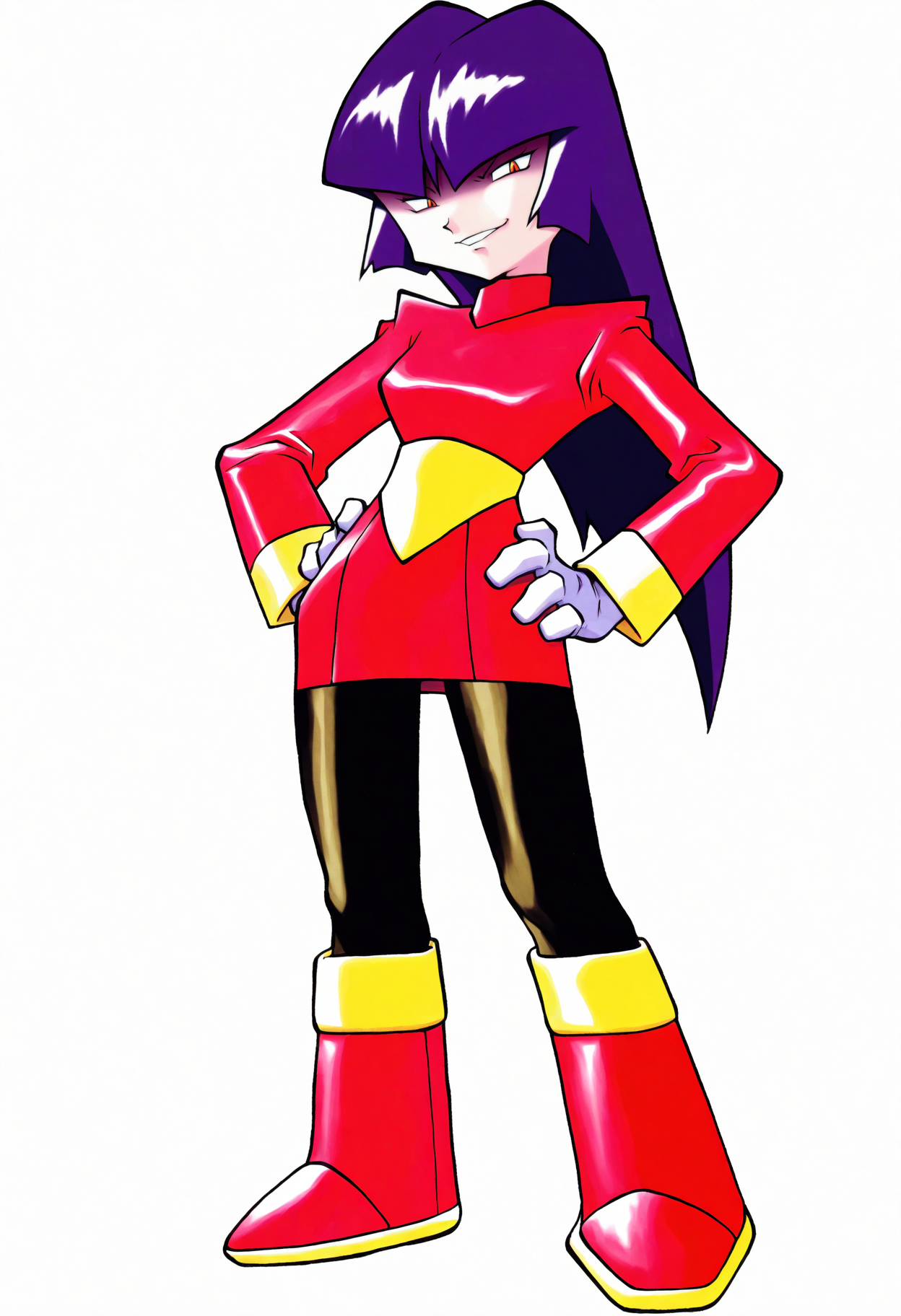 best quality, amazing quality, very aesthetic, absurdres,
BREAK
1girl, solo, sabrina /(pokemon/), red eyes, dark purple hair,
red dress, black leggings, white gloves, red and yellow kneehigh boots,
full body, standing, hands on hips,
evil smile, looking at viewer, solo, simple background, white background <lora:KenSugimoriNoob_byKonan:1>
