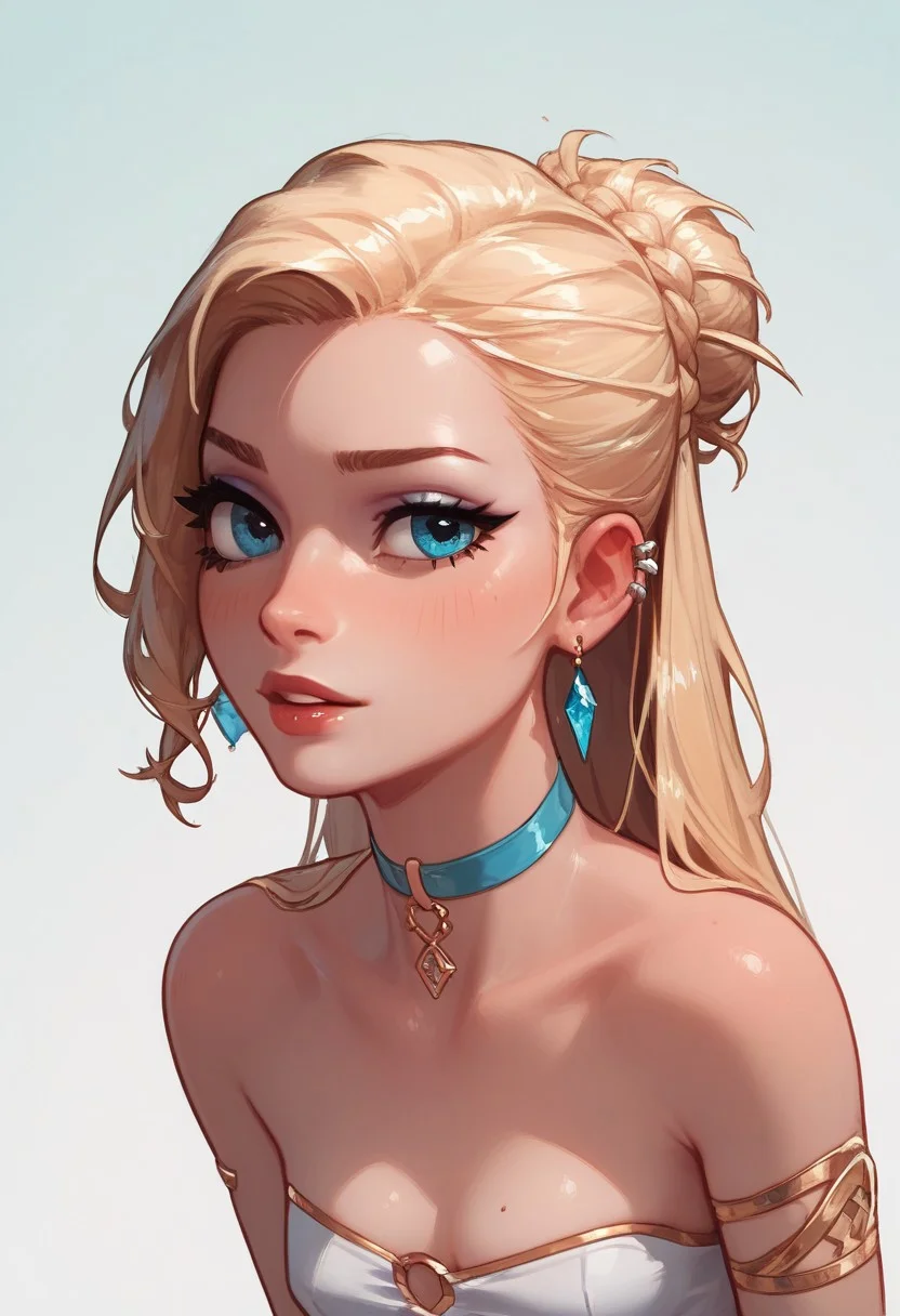 score_9, score_8_up, score_7_up, 1girl, blonde, half-up half-down hairstyle
