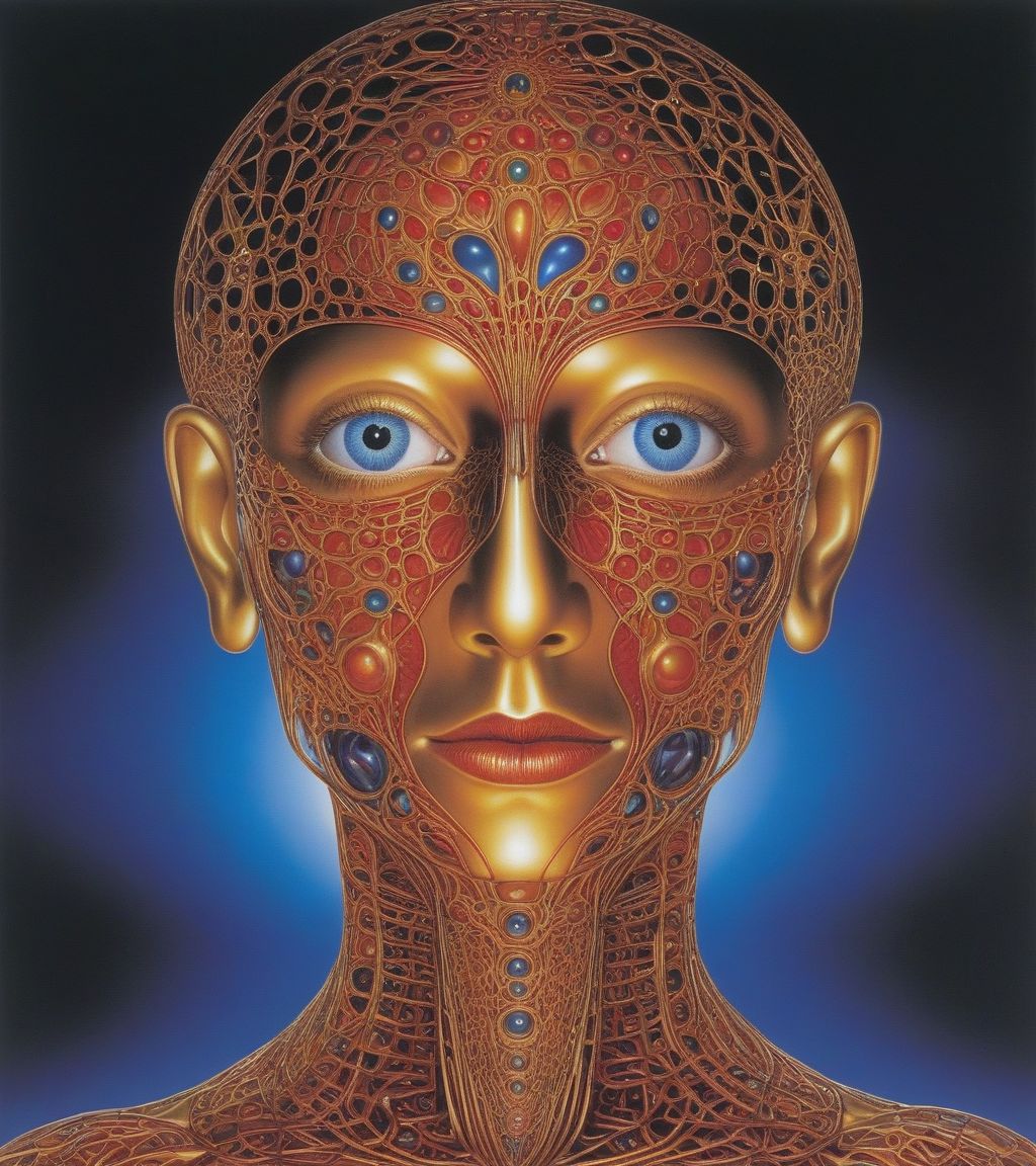 Tool Metal album cover, style by Alex Gray, (write text: "TOOL")