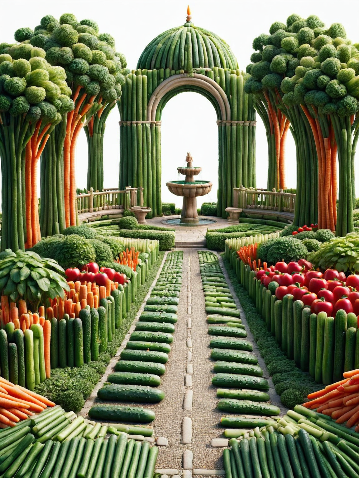 A tranquil ais-dipperz garden scene, with a pathway leading to a fountain <lora:Dippers_Style_SDXL:1>