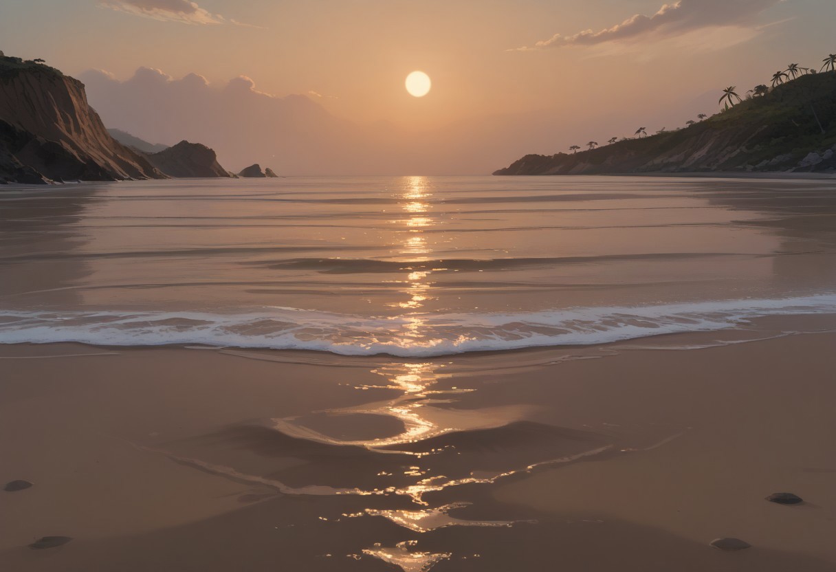 score_9, score_8_up, score_7_up, Expressiveh, best quality, detailed background, ((futanari, futa, mature,  trans woman)), beautiful, BREAKE, A lone figure stands on a desolate beach, barefoot in the sand, facing the endless ocean under a pale, golden-tinted sky. The sea is calm and natural in color, yet the air feels heavy with an unspoken stillness. In the distance, a colossal, broken piece of EVA-01’s armor lies half-submerged and overgrown with moss, like a forgotten relic. Scattered white crosses rise from the ocean surface far beyond the horizon. Faint silhouettes of human shapes dissolve into LCL mist along the shoreline. The character stares silently, contemplative, distant—an ambiguous sense of peace and loss fills the scene. (Evangelion post-Instrumentality:1.3), (soft natural lighting:1.2), (ethereal atmosphere:1.3), (realistic proportions), (anime style), (symbolic decay), (dreamlike tone), (natural ocean:1.2), (emotional solitude), 90s, evangelion,noise,grain,film look