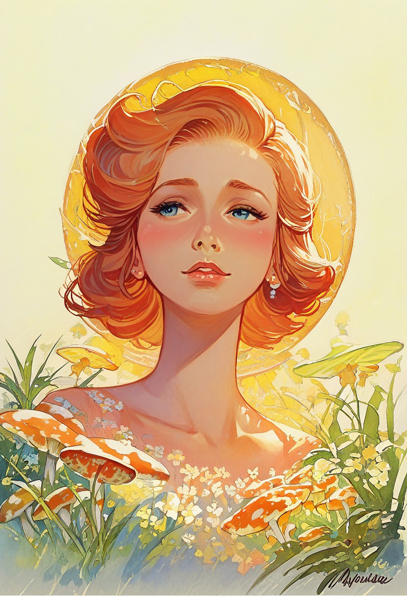 score_9, score_8_up, score_7_up, score_6_up, retro girl, Expressiveh, bdsm, white background, black overline,  expressive face, golden hour lighting, volumetric lighting, vivid colours, graphic novel style, sharp lines, Watercolor, norman rockwell style, HC,
mushroom forest, fairy flying,