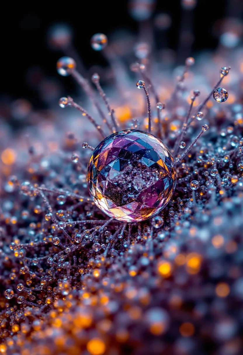 Macro shots of a frozen rainbow ink drop