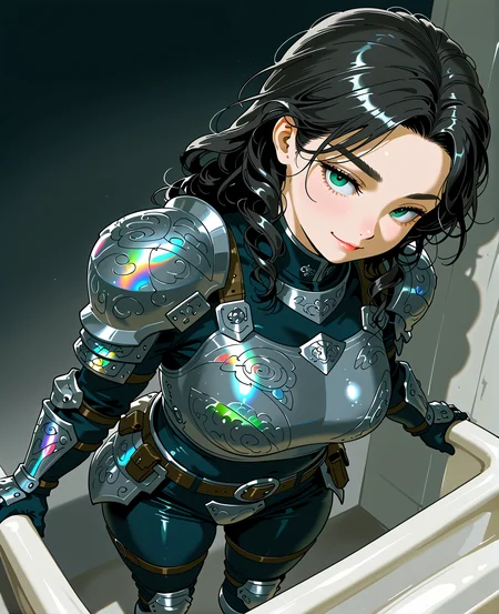 PonyScores7, source_anime, ah1, <lora:natsumi_style:0.5>, <lora:by_usakun-pony:0.4> by usakun, <lora:Akina_Bbw_Style_-_PonyXL:0.2> AkinBw
BREAK 1girl, (curly hair), long hair, (black hair:1.3), mature female, (parted hair:1.7), (round face:1.2), (thick eyebrows:1.5), (curvy), round-chin, (greenish hazel eyes), caucasian, (downturned eyes:1.4), (plump face), messy hair, <lora:Round_face:0.1>, <lora:ETO_OCPonyXL:0.5> eto_oc, skindentation, (plump), thick thighs, wide hips, busty, voluptuous, kinky curls, lips, <lora:venus body PonyXL:0.4>, (Derisive, smile), (in the back of a convertible car), (Two-Person Whirlpool Bathtub), looking at viewer, (<lora:Some_Kind_of_Iridescent_Damascus_Steel_XL:0.8> Iridescent Damascus, (iridescent damascus armor:1.7), <lora:Terraformars:0.1> terraformarsmoviebodysuit, iridescent damascus armored bodysuit, boobplate, shoulder pads, wrist guards, gloves, utility belt, belt pouch, hip armor, crotch plate, thigh armor, knee pads, shin guards, armored shoes)
BREAK <lora:xl_more_art-full_v1:0.2>, <lora:shinyskin2:0.2> glistening skin, <lora:aesthetic_anime_v1s:0.2>, <lora:Expressive_H:0.2> Expressiveh, <lora:hairdetailpxl:0.2> hairdetailpxl, <lora:EpicF4nta5yXL:0.2>, <lora:detailxl:0.2> detailxl, <lora:Fant5yP0ny:0.2>, best quality, amazing quality, best aesthetic, absurdres, <lora:expressive eyes:0.2> expressive eyes, <lora:eyedetailpxl:0.2> eyedetailpxl, illustration, Volumetric_Lighting, ultra-detailed, very aesthetic, intricate details, 8k, masterpiece, best_quality
BREAK (Eye-level angle (from the side) view Close shot)
BREAK <lora:Eyes_High_Definition:0.3> EyesHD, Stable_Yogis_PDXL_Positives, AS-Adult, <lora:Complicated fantasy portrait - XL Pony V2.0:0.4>, bad-hands-5