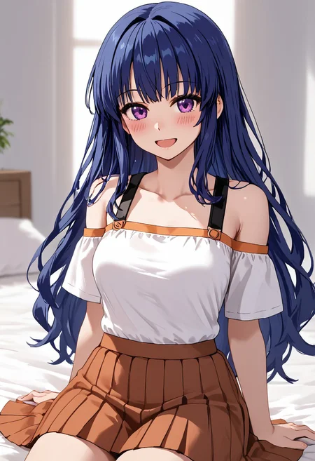 score_4,score_5,score_6,score_7_up,score_8_up,score_9 ((masterpiece,best quality,ultra detailed,highres,HD,4k:1.2))
oekaki,jaggy lines,
1 girl,solo,girl forcus,solo forcus,
long hair,blue hair,purple eyes, shirt,skirt,bare shoulders,
blush,smile,open mouth,