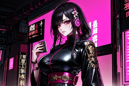 highly insanely detailed, masterpiece, top quality, best quality, highres, 4k, 8k, RAW photo, (very aesthetic, beautiful and aesthetic), ancient japanese cyberpunk, ancient chinese cyberpunk, ancient egyptian cyberpunk
1girl, solo,
pure magenta background,transparent background,
<lora:two_side_up-1.0:0>âââ