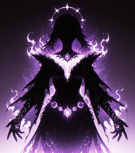 <lora:Shadows_v2_Buns:0.65> sh4d0w, purple aura, glowing, solo, Sorcerer, wearing Ornate garb emphasizing their innate magical power, floating arcane orbs, masterpiece, best quality, amazing quality