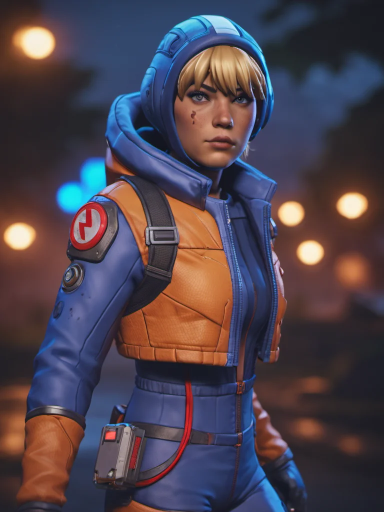 Neon noir night time portrait of full body wattson (apex legends) woman (running:1.5), surrounded by electricity and lightning, high quality, clear focus, blonde hair, bangs, fringe detailed, blue headwear, woods background,ring light, flash photography, dark moody lighting, sharp contrast <lora:Watts0n-000018:0.6> <lora:offset_0.2:1> . Cyberpunk, dark, rainy streets, neon signs, high contrast, low light, vibrant, highly detailed