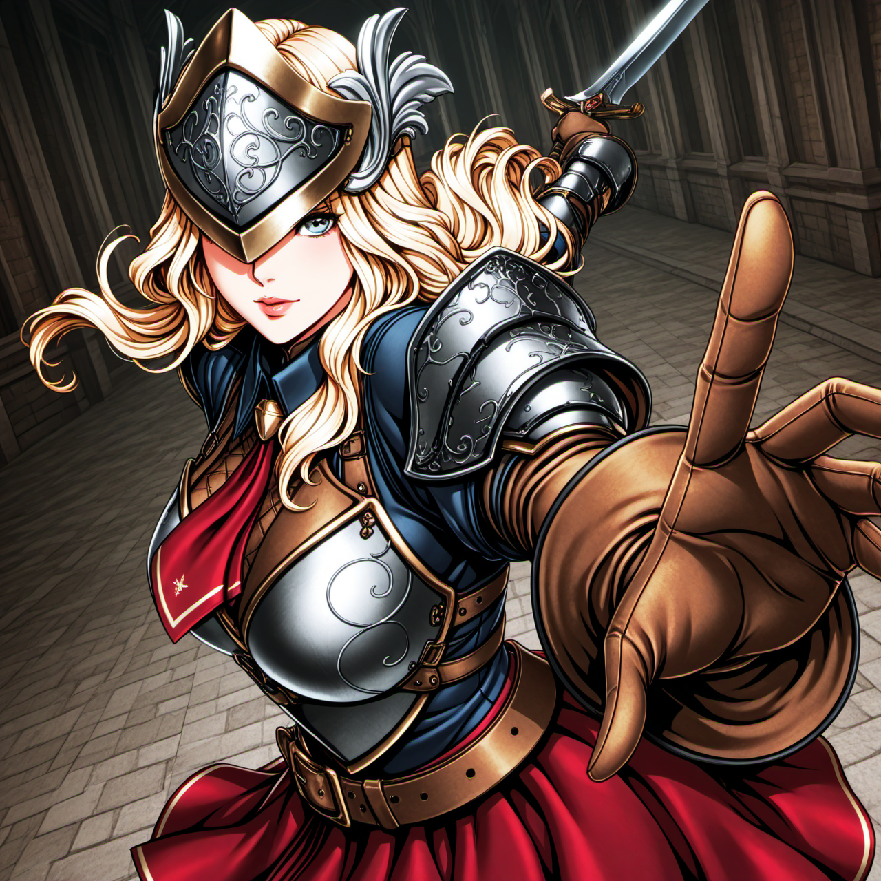 1girl, holding a sword , ACTION SHOT, hand closeup,
greyscale, illustration, anime style, illustration,
colorful, motion lines, crazy face, laugh,
yoji shinkawa, digital painting