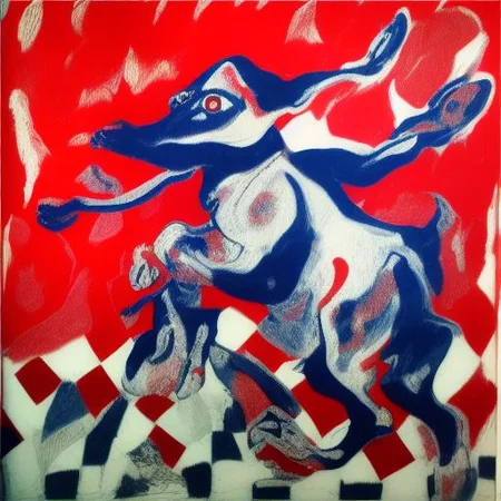 art-brut dog in a field