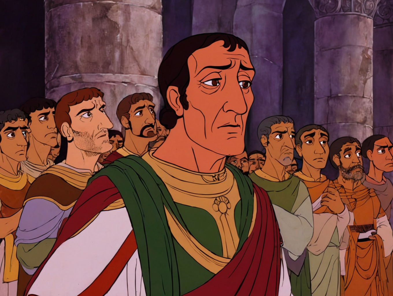 cartoon of  Julius Caesar, tranquil scene, detailed background, perfect composition, directed by Ridley Scott(  in rankinbasshobbit style:1.1)
<lora:add-detail-xl:0.65>    <lora:rankinbasshobbit_styleXL_v.10.2-000002:1.0>