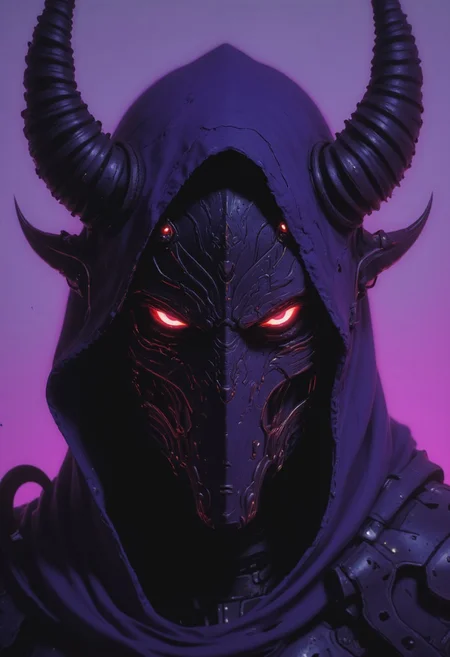 S1n0z1ck style, extremem Closeup of an retro Pixel art Ninja, flat color two toned in bleaked purple and Grey, showing the silhouette of Doctor Doom in his iconic cloak and mask. in Relief high collar metal armor, cinematic lighting, insane details, hyperrealistic extreme closeup macro photography, 64 megapixel DSLR