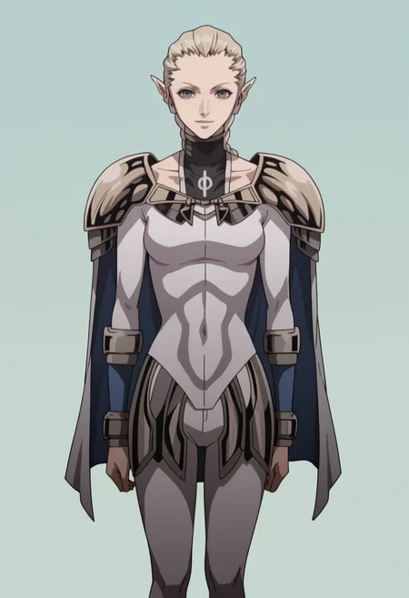 score_9, score_8_up, score_7_up, source_anime, BREAK ,,1girl, solo,     <lora:DX888Ophelia:1> ophelia, single braid, pointy ears, pauldrons, bodysuit, cape