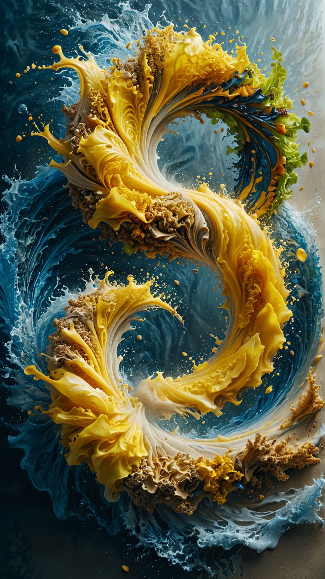 abstract art, a swirling vortex of sand and water, creating a sense of constant movement and tension, vibrant yellows and blues, dynamic and powerful composition 
 <lora:ral-sld:1> ral-sld
<lora:add-detail-xl:1>
<lora:MJ52:0.35>,
<lora:SDXLFaeTastic2400:0.325>,
(settings by AIDigitalmediaaggency:0.0001),
OverallDetailXL