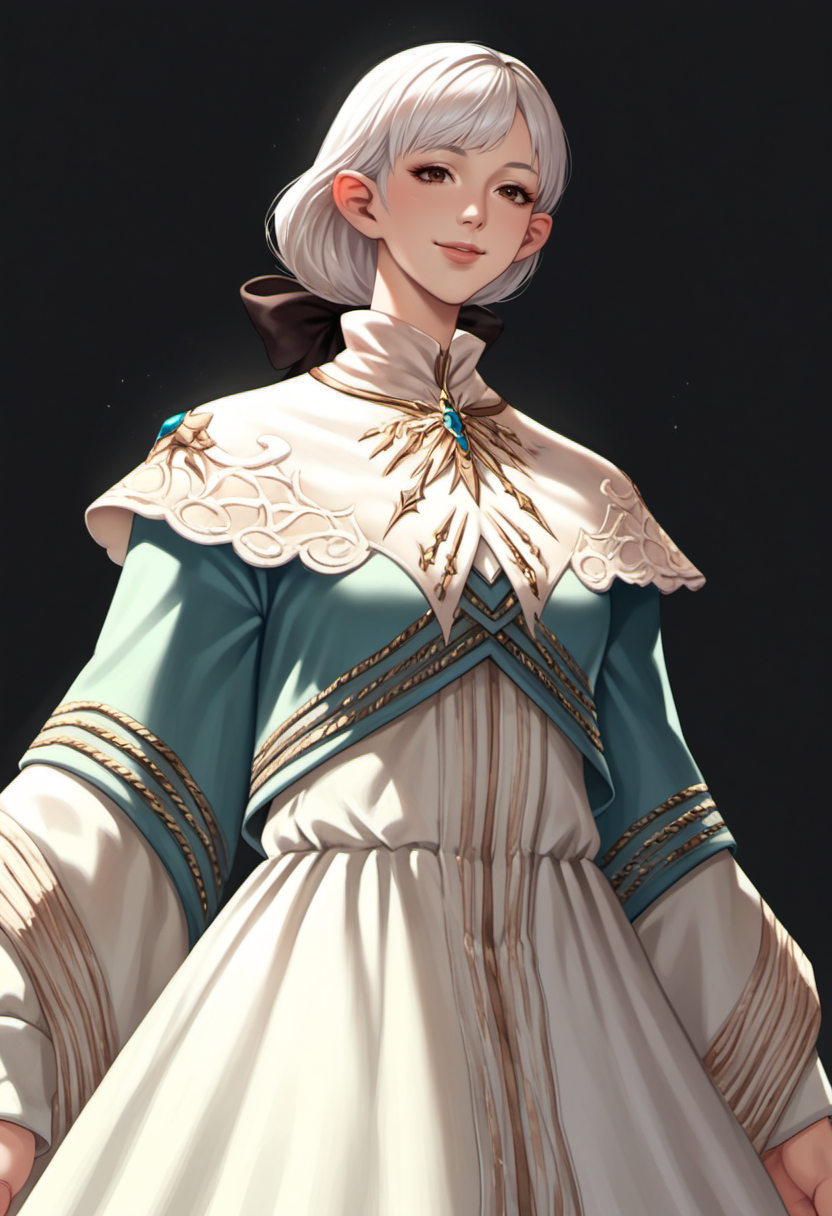 score_9,score_7_up,source_anime,zPDXL2,black background BREAK
ameliance,ameliancedress,brown eyes,bow,white hair,capelet,mature female,smile
<lora:ameliance:1>