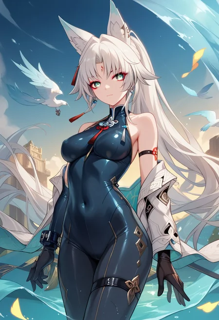 score_9_up, score_8_up, score_7_up, extreamly detailed, beautiful detailed face, complex detailed background, 1girl, BREAK, FEI XIAO, latex suit, battle