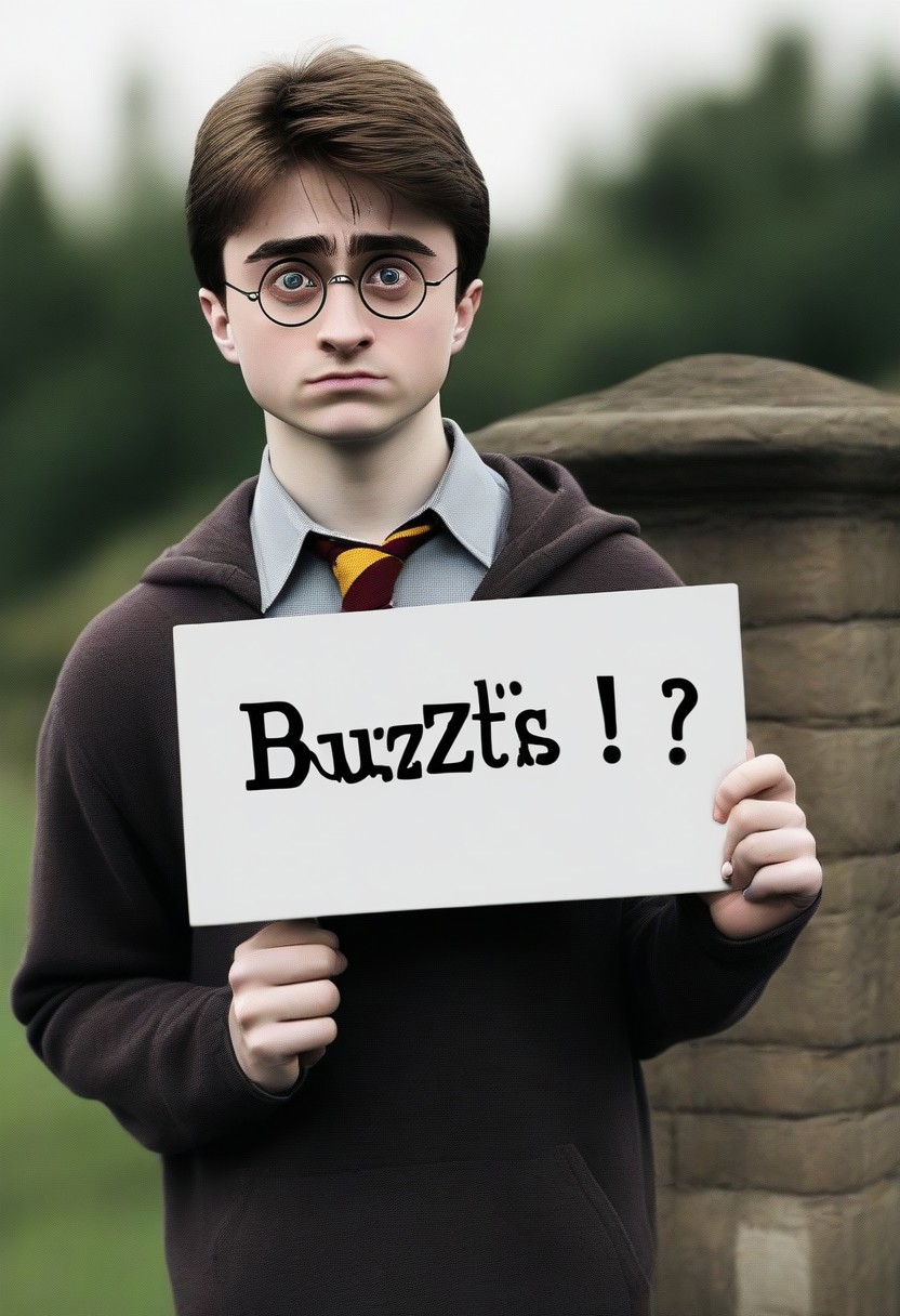 <lora:PE_HoldingSign:0.8> PEHoldingSign, bored face
harry potter holding a sign that says can this sign write buzz?