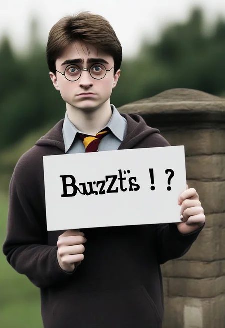<lora:PE_HoldingSign:0.8> PEHoldingSign, bored face
harry potter holding a sign that says can this sign write buzz?