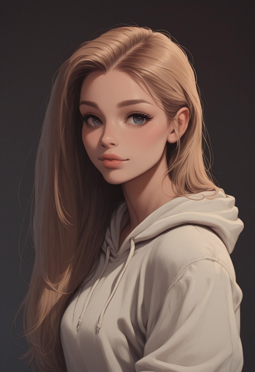 (Score_9_up, Score_8_up, Score_7_up, Masterpiece, Best_Quality, Highest_Resolution, (Skindentation), Extremely_Detailed, Detailed_eyes, Depth_of_field, 4k, Absurdres background),
Sexy woman, Younger face, Detailed iris, Detailed eyes, Soft skin, Long erotic and lustful hair, Cute cropped hoodie, Sexy skin, Detailed sleeves, Loose cropped hoodie, Dominant expression on her face, glossy lips, Detailed hair strands , Straight long hair, Thoughtful