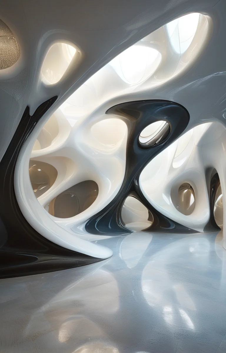 masterpiece,best quality,<lora:tbh307-sdxl:0.9>,illustration,design by Zaha Hadid Whimsical treehouse complex in a lush forest, channeling the spirit of Antoni Gaudí
