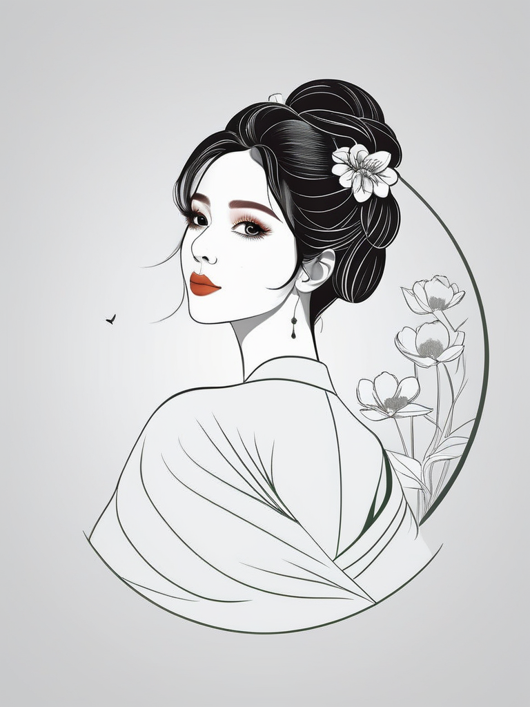 line art drawing a girl . professional, sleek, modern, minimalist, graphic, line art, vector graphics