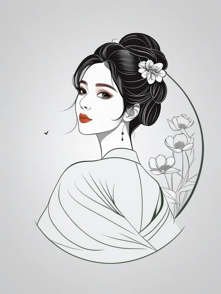 line art drawing a girl . professional, sleek, modern, minimalist, graphic, line art, vector graphics