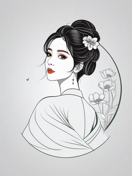 line art drawing a girl . professional, sleek, modern, minimalist, graphic, line art, vector graphics