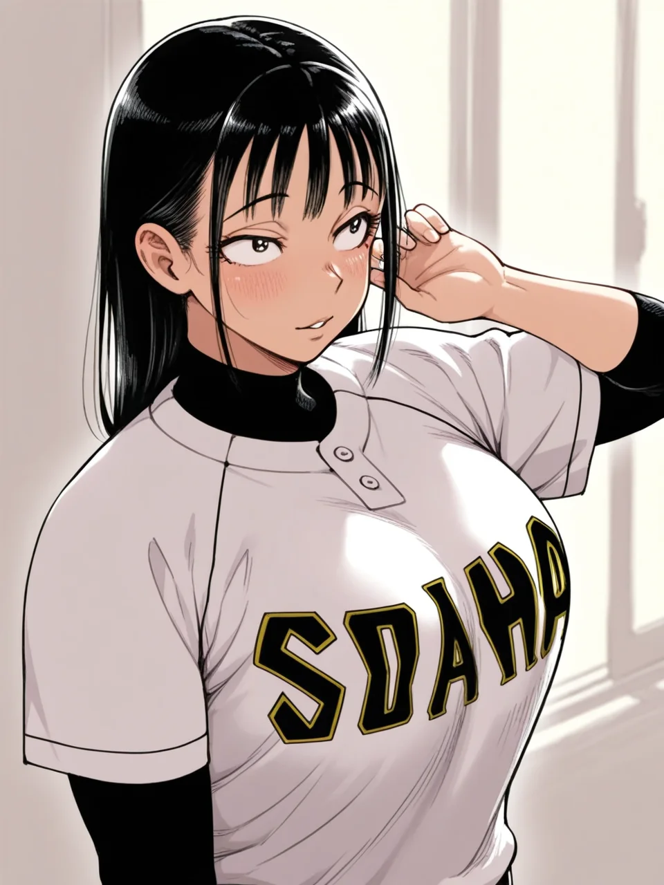 <lora:thank_you_pitch_agawa:1> thank_you_pitch_agawa, long hair, sidelocks, mole under eye, sanpaku, parted lips