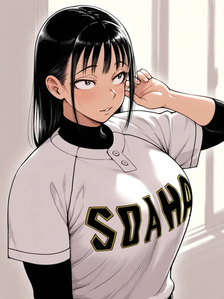 <lora:thank_you_pitch_agawa:1> thank_you_pitch_agawa, long hair, sidelocks, mole under eye, sanpaku, parted lips