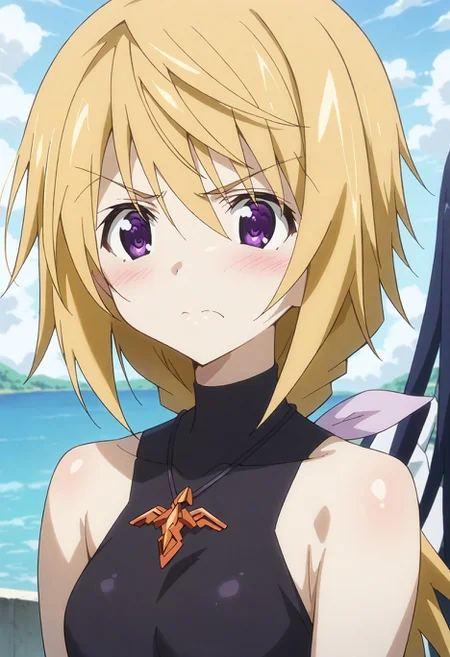 score_9, score_8_up, score_7_up, source_anime, masterpiece, best quality,perfect anatomy,rating_safe,charl,battlesuit,blush,tareme,drooping eyes,shiny skin,angry,closed mouth,Puffing one’s cheeks,cowboy shot,dynamic angle,dutch angle <lora:charl.pony:1>