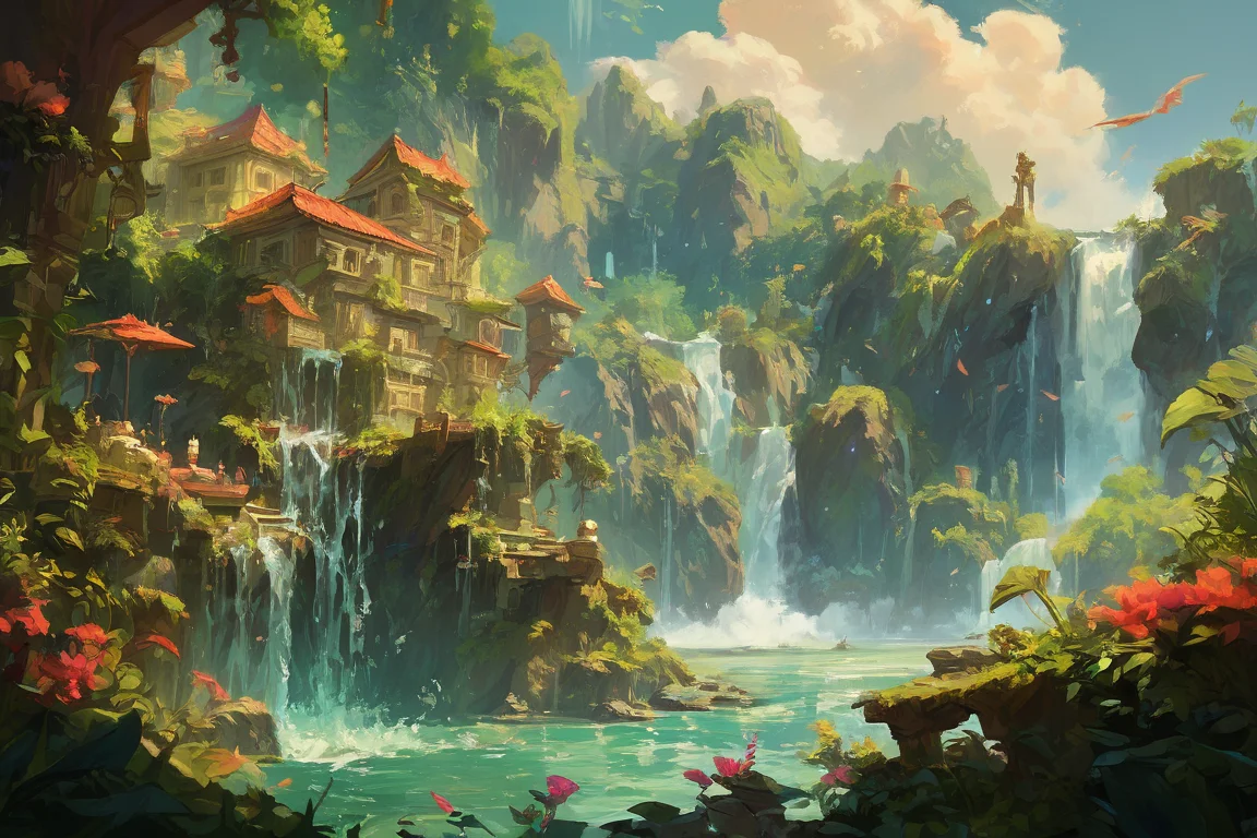 score_9, score_8_up, score_7_up, scenery, waterfall,4esthet1c, <lora:noc-AestheticScene_Pony:0.8>
