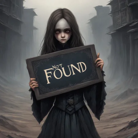 (((Ultra detailed, Megapixel)))
1girl, (((holding out a sign with a text "NOT*FOUND"))), by charlie bowater and dan mumford and trevor Brown, hands, terror, gloomy, dark, blank face, no face, wasteland background, no mouth, no eyes, long hair
