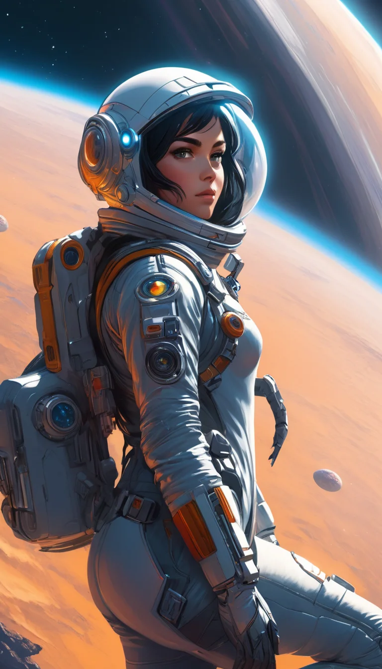 Female in space suit, sci-fi, cinematic scene, hero view, extremely beautiful piercing eyes, scenery, detailed background, masterpiece, best quality, high quality, highres, absurdres, very detailed, high resolution, sharp, sharp image, 8k, vivid, colorful, sillage comic <lora:sillage_xl_v1:1>