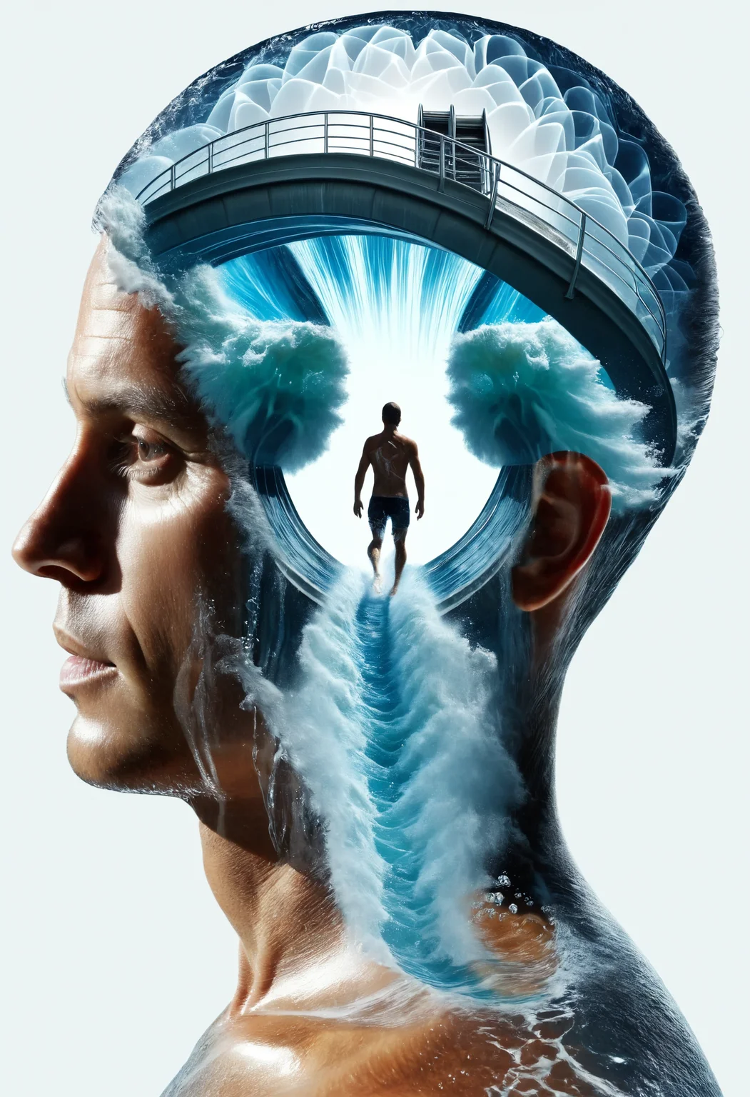 dvr-wwyt, a man, (brain:0.0) a water slide, double exposure <lora:dvr-wwyt:0.8>