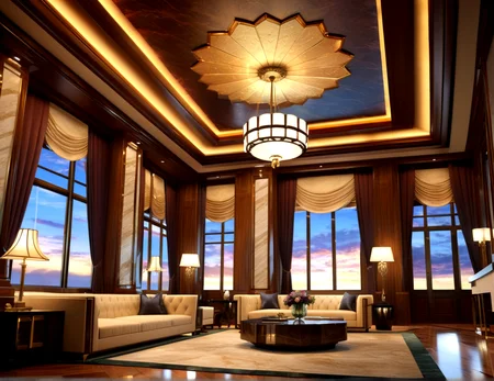 score_9, score_8_up, score_7_up,
<lora:Art_Deco_Interior_(Architecture)_(SDXL)_(AD):1> art deco, interior, architecture, interior design, marble, limestone, intricately designed (windows, doors, metals doors, ceiling, lamp, lighting, chandelier, metal wall panels, wood wall panels, ceiling panels, ), penthouse, living room, dining room, bathroom, office, bedroom, large window, fireplace, paneled ceiling, luxury,
8K, In'ei, chiaroscuro, rim lighting, perfect depth of field shot, ray tracing, 8K CGI render, beautiful, subsurface scattering, detailed fluffy anime clouds, photographic realism, soft lighting, soft shading, art by Thomas Kinkade,
BREAK zPDXL, zPDXLxxx, <lora:wowifierXL:0.2> art by mooncryptowow <lora:sdxl_lightning_8step_lora:0.4> <lora:detailed_notrigger:0.5>