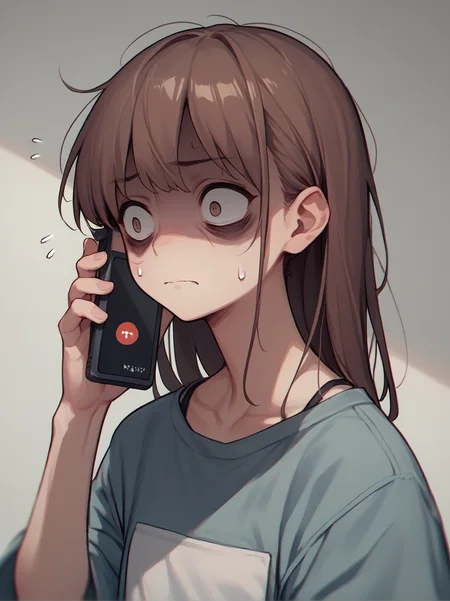 score_9, score_8_up, score_7_up, score_6_up, source_anime, <lora:talking_on_phone_v0.3-pony:1>
talking on phone, brown hair,
1girl, upper body, constricted pupils, shaded face, sweatdrop,