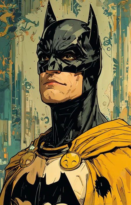 masterpiece,best quality,<lora:tbh177-sdxl:0.9>,illustration,Cliff Chiang,batman