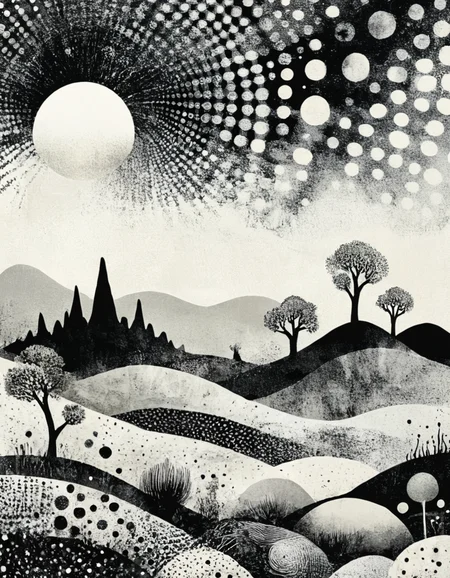 novuschroma style alien landscape illustration with patterns <lora:108_novuschroma_1:1>